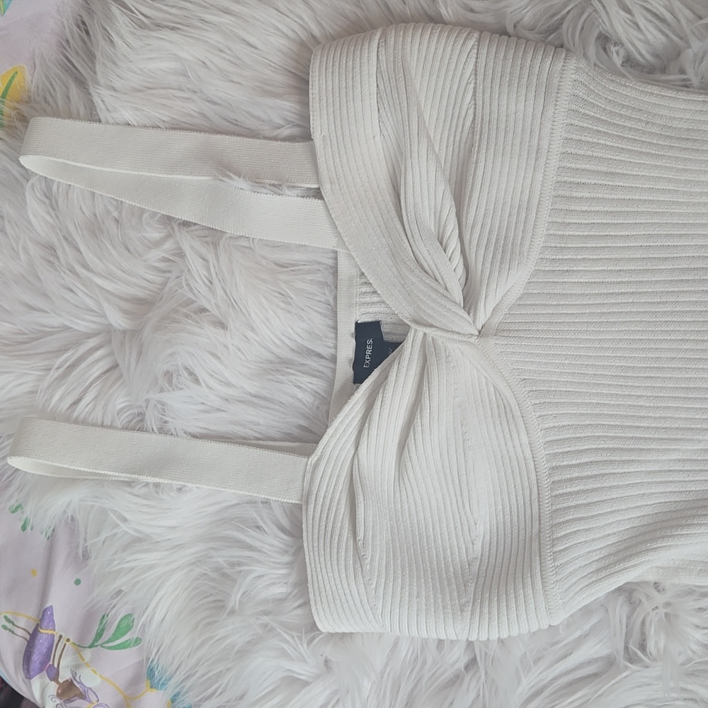 Express White Ribbed Midi Dress - Picture 6 of 10